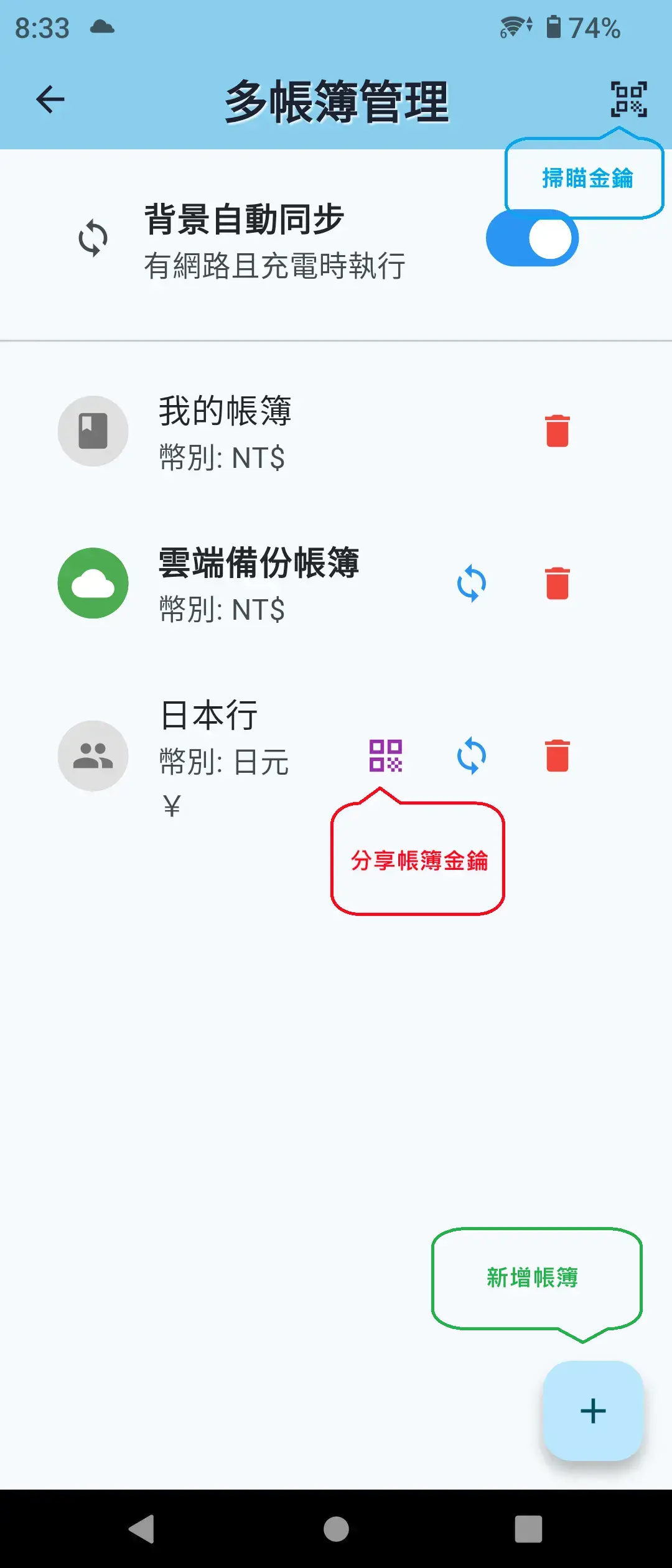 多帳簿管理清單